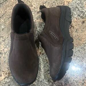 Brown Suede Slip-On Loafers with Durable Rubber Sole